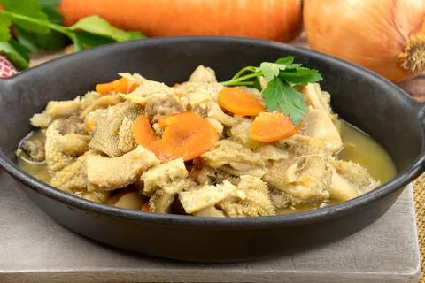 Dish of tripe on a table Stock Photos