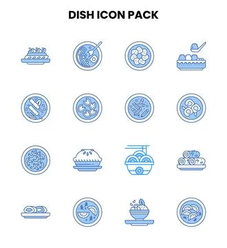 Dish Two Colour Bundle Icons Pack Illustrazione stock