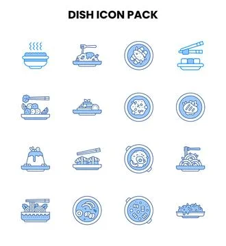 Dish Two Colour UI Icons Pack Stock Illustration
