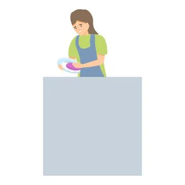 Dish wash icon cartoon vector. Clean housework Illustrazione stock