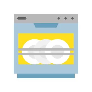 Dish washing machine, kitchen appliance flat icon Stock Illustration