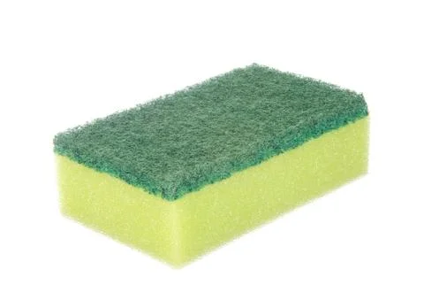 Dish washing sponge isolated on white 스톡 사진