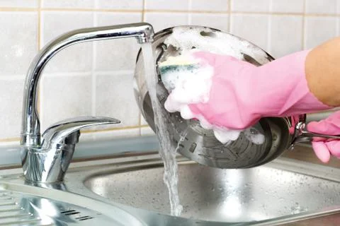 Dish washing,close up Stock Photos