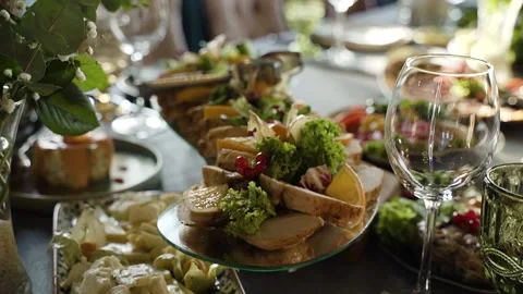 Dishes and snacks close-up Stock Footage 166535866