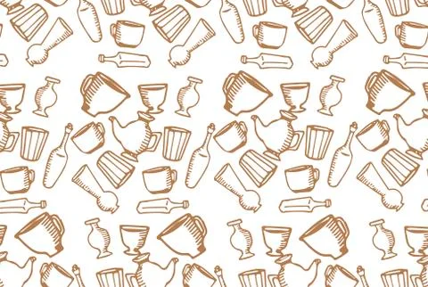 Dishes brown vector pattern Stock Illustration