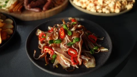 Dishes from the chef on the table in the restaurant Stock Footage 243068730