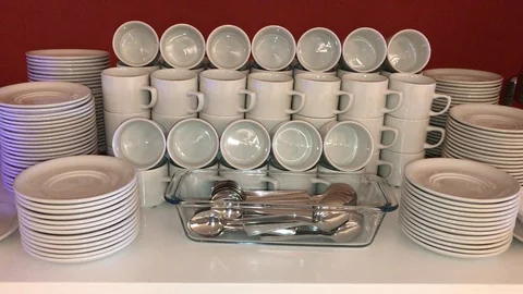 Dishes for coffe break Stock Footage 90783648
