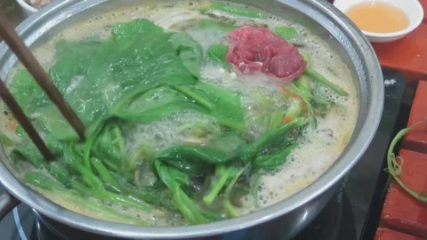 Dishes cooked from vegetables and beef Stock Footage 70570769