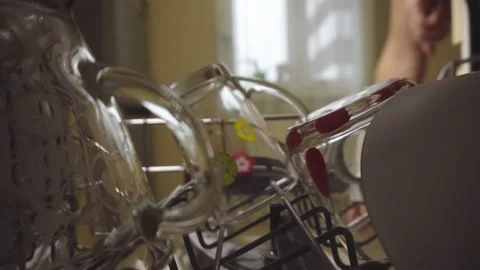 Dishes in the dishwasher. View from the dishwasher Stock Footage 144537211