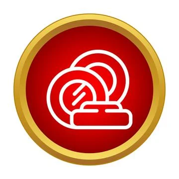Dishes drying on a rack outline icon on red circle Illustrazione stock