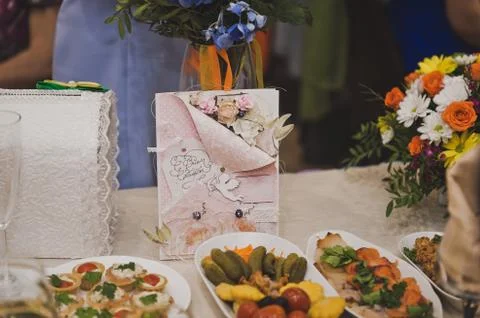Dishes on the festive table 778. Stock Photos