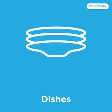 Dishes icon isolated on blue background Free Stock Illustration
