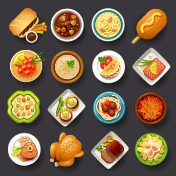 Dishes icon set Stock Illustration