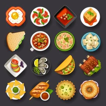 Dishes icon set Stock Illustration