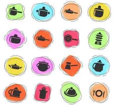 Dishes icon set Stock Illustration