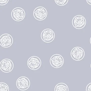 Dishes on leaves line vector seamless pattern Illustrazione stock