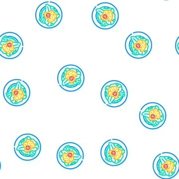 Dishes on leaves vector seamless pattern Illustrazione stock