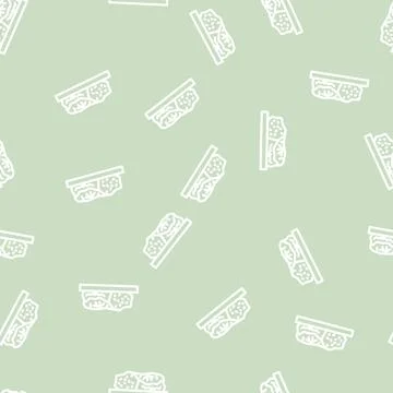 Dishes in lettuce line vector seamless pattern Stock Illustration