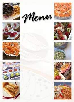 Dishes on a menu Stock Photos