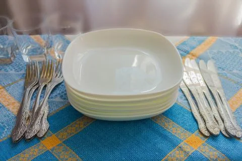 Dishes for serving. Stock Photos