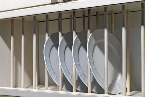 Dishes in shelf Stock Photos