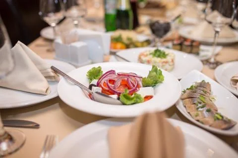 Dishes on the table Stock Photos