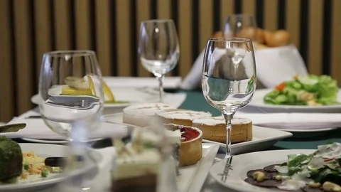 Dishes On The Table In a Restaurant Stock Footage 75547158