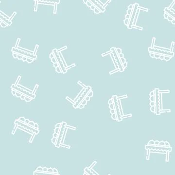 Dishes on tables line vector seamless pattern Illustrazione stock