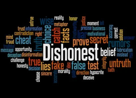 Dishonest, word cloud concept Stock Illustration