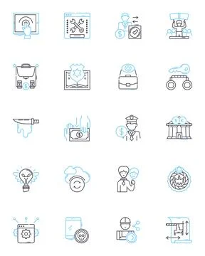 Dishsty linear icons set. Cooking, Recipe, Cuisine, Presentation, Plating Stock Illustration