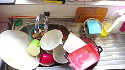Dishware in sink. Stock Footage 133752440