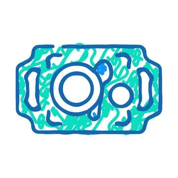 Dishware on tray buffet icon doodle illustration Stock Illustration