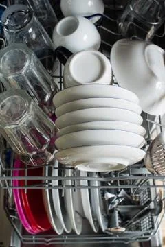 Dishwasher after cleaning process Stock Photos
