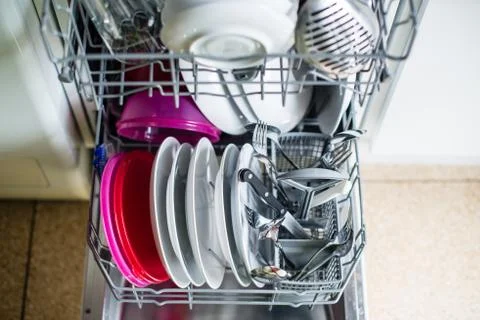 Dishwasher after cleaning process - shallow dof Stock Photos