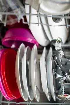 Dishwasher after cleaning process - shallow dof Stock Photos