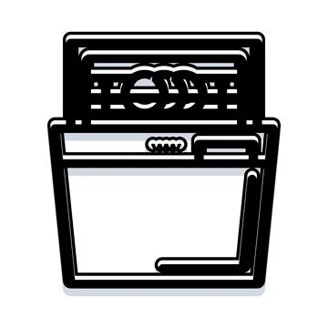 Dishwasher appliance washing kitchenware simple flat icon Stock Illustration