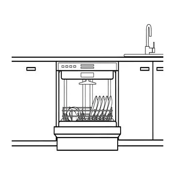 Dishwasher with dishes inside open kitchen appliance plates イラスト素材