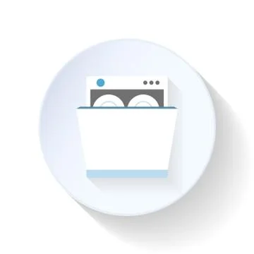 Dishwasher flat icon Stock Illustration