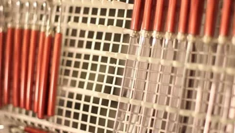 Dishwasher with Handcuffs - laying in appliance - front view Stock Footage