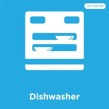 Dishwasher icon isolated on blue background Free Stock Illustration