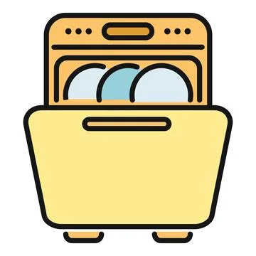Dishwasher icon machine washing kitchen dishes illustration Stock Illustration