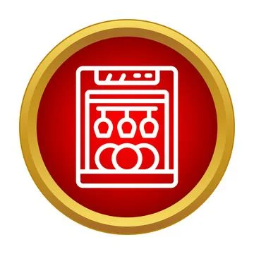 Dishwasher icon representing kitchen appliance and cleaning chore Stock Illustration