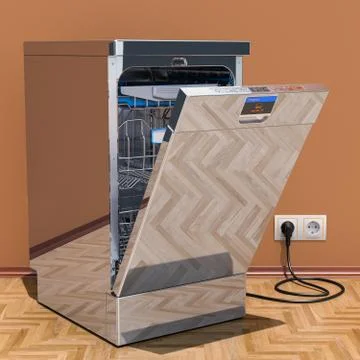 Dishwasher in interior, 3D rendering Stock Illustration