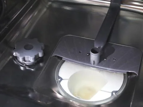 Dishwasher Interior Filter Access and Drain Stock Photos