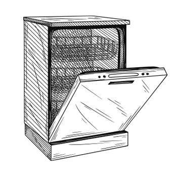 Dishwasher isolated on white background. Vector illustration Stock Illustration