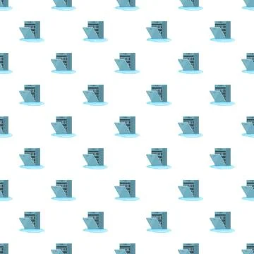 Dishwasher leaking water creating puddle cartoon pattern Stock Illustration
