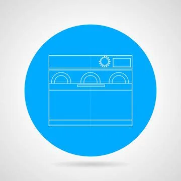 Dishwasher machine flat line vector icon Single blue flat vector icon with... Stock Photos