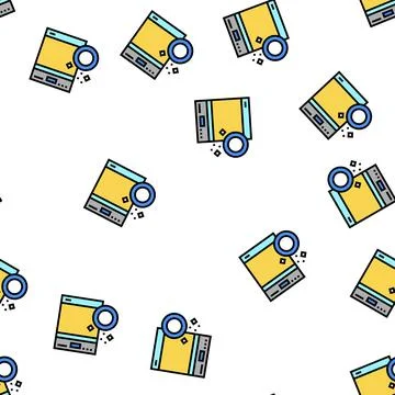 Dishwasher machine vector seamless pattern 库存插图