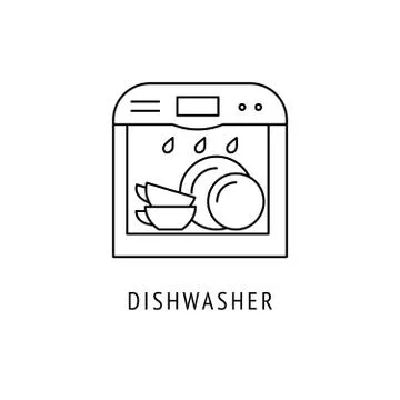 Dishwasher outline icon Stock Illustration