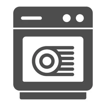 Dishwasher solid icon. Machine vector illustration isolated on white. Household Stock Illustration